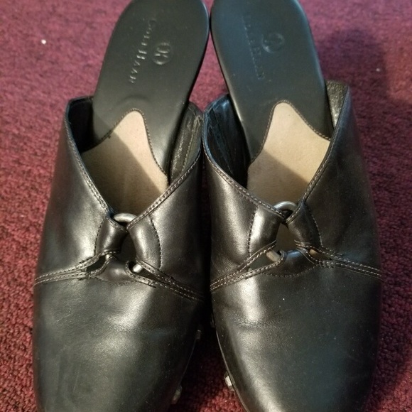 Cole Haan Black Studded Leather Clogs - Picture 4 of 7